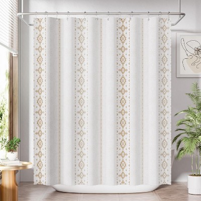 Bath Shower Curtain, Washable Cloth Black Shower Curtain Sets with 12 Shower Curtain Hooks, Fabric Rustic Black and White Striped Curtain
