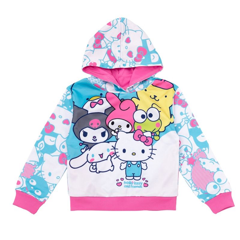 Hello Kitty Little Girls Fleece Pullover Hoodie Blue / Pink 5