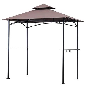 Four Seasons Courtyard Grill Gazebo With LED Lights, 2 Glass Shelves, and Durable Powder Coated Steel Frame for Backyard Lawn and Outdoor Use, Brown - 1 of 4