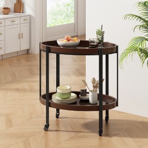Christopher Knight Home Draviel Modern Oval Bar Cart with 2 Tempered Glass Shelves and 4 Casters - 1 of 4