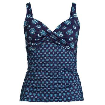 Lands' End Women's Plus Size Chlorine Resistant V-neck Wrap Underwire  Tankini Swimsuit Top Adjustable Straps - 24w - Deep Sea Polka Dot : Target