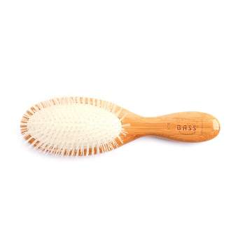 Bass Brushes Ultra Flex Detangling Hair Brush Style & Detangle Hair Brush with 100% Ultra Flex Nylon Pin Pure Bamboo Handle Medium Oval Dark Bamboo