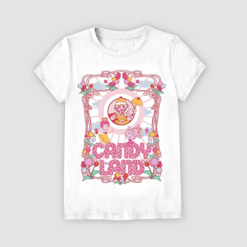 White and pink graphic sales shirt