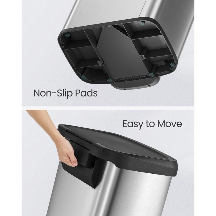 21-Gallon Stainless Steel Trash Can - Large Kitchen Garbage Bin with Stay-Open Lid, Odor Control & Foot Pedal, Space-Saving, Silver and Black, 5 of 6