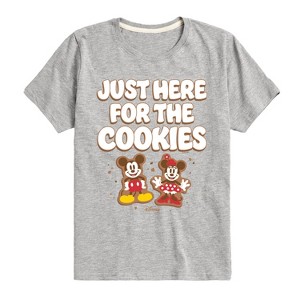 Boys' - Disney - Mickey and Minnie Just Here For The Cookies Christmas Short Sleeve Graphic T-Shirt - 1 of 4