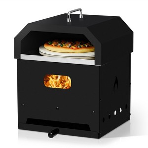 KTMBDW Outdoor Pizza Oven, Wood Fired for Outside, Patio Maker With Pizza Stone, Cooking Grill Grate for Backyard Camping, Black - 1 of 4