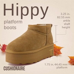 CUSHIONAIRE Hippy Women’s Platform Ankle Boots – Genuine Suede, Faux Fur Lining, Cozy Winter Slip-On Design, Comfortable Footwear - 1 of 4