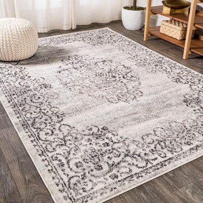 5'x8' Minori Filigree Medallion Area Rug, Dark Gray/cream - Jonathan Y ...