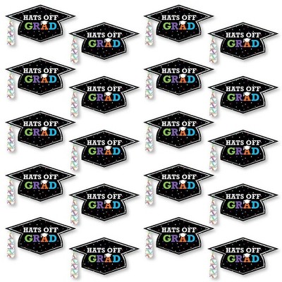 Big Dot of Happiness Hats Off Grad - Graduation Hat Decorations DIY Graduation Large Party Essentials - 20 Count