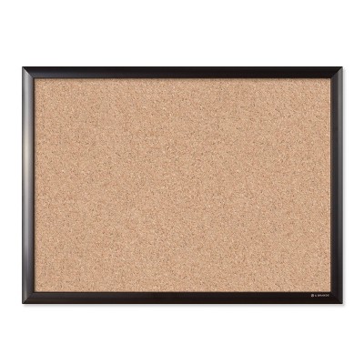 U Brands 24"x18" Cork Bulletin Board Black Aluminum Frame