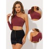 Allegra K Women's Party Glitter Metallic Slim Fitted One Shoulder T-Shirt - 2 of 4