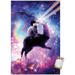 Trends International James Booker - Laser Space Cat Llama Unframed Wall Poster Prints - 1 of 4
