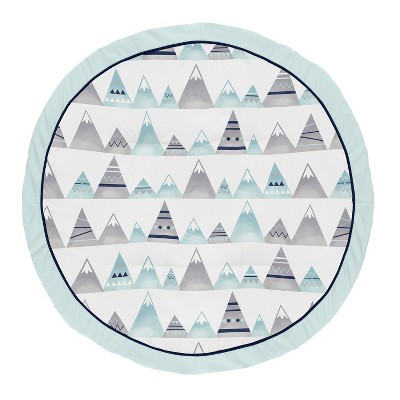 Image of Sweet Jojo Designs Boy, Girl, Unisex/Gender Neutral Baby Tummy Time Playmat Mountains Grey, Blue and White