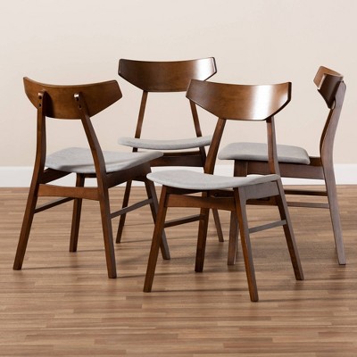 Walnut Brown Upholstered Leather and Cane Dining Chair Set