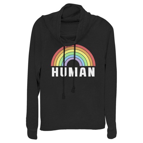 Junior's Lost Gods Human Rainbow Cowl Neck Sweatshirt : Target