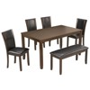 FONTOI Rustic Farmhouse Dining Set with Bench and Upholstered Chairs for Cozy Home Dining and Family Gathering Spaces, Dark Walnut, 58.5"*34.5"*30" - 3 of 4