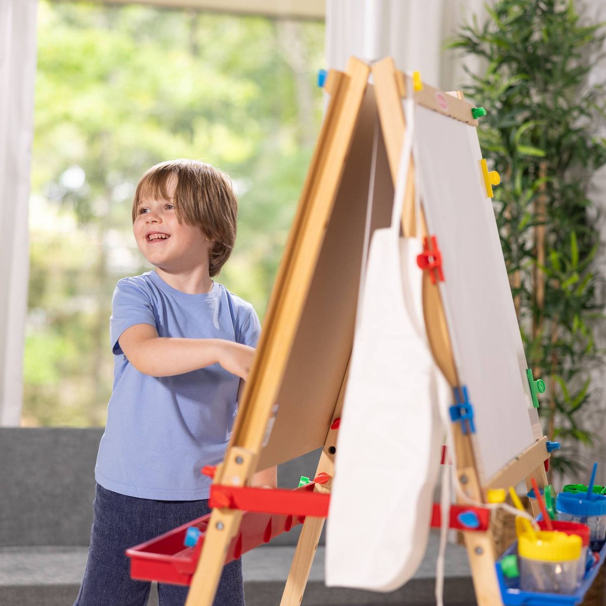 Melissa & Doug Deluxe Standing Art Easel - Dry-Erase Board, Chalkboard, Paper Roller - thumbnail 8