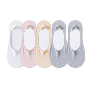 Anna-Kaci 5 Pairs Women Low Cut No Show Socks Breathable Stretch Knit Liner Design Anti-Slip Heel Grip for Flats and Loafers - 1 of 4