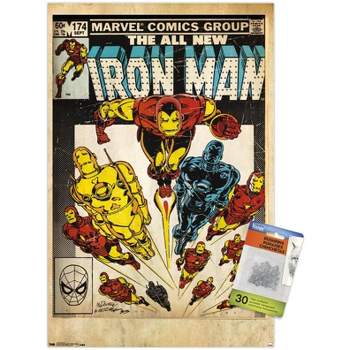 Trends International Marvel Iron Man - Tanks Unframed Wall Poster Print  Clear Push Pins Bundle 14.725\