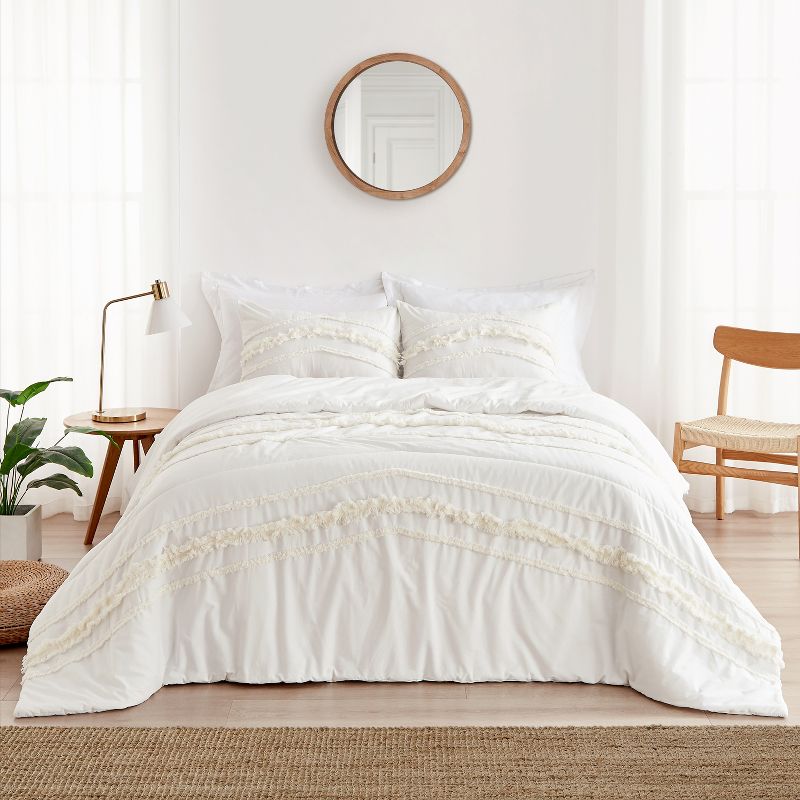 Sweet Jojo Designs Full/Queen Comforter Bedding Set Boho Fringe Ivory 3pc, 3 of 8