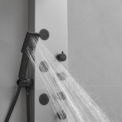 Black Nickel 5-Jet Rainfall Shower Panel System with Handheld Shower