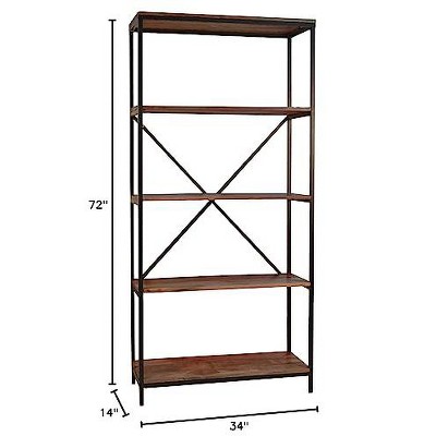 Brayden Tall Chestnut and Black Mango Wood Bookcase