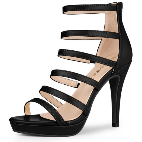 Black strappy heels discount platform