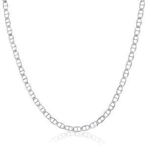 Links of Italy Sterling Silver, 3mm Marina Chain - Rhodium Plated - Available Sizes: 20  , 22  , 24  Inches - 1 of 3