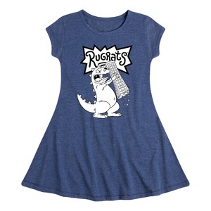 Girls' - Rugrats - Reptar Tokyo Fit & Flair Cap Sleeve Dress - 1 of 4