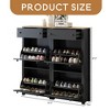 Slim Tipping Bucket Shoe Cabinet Set with 4 Flip Drawers, Wood Grain Pattern Top Shoe Storage Solution with Adjustable Panel - Leovsnove - 3 of 4