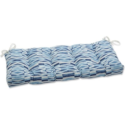 44" x 18" Outdoor/Indoor Blown Bench Cushion Nevis Waves Sailor Blue - Pillow Perfect