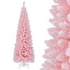 Costway 5/6/7/8 FT Artificial Pink Christmas Tree with 328/460/635/1000 Branch Tips Folding Metal Stand - 2 of 4