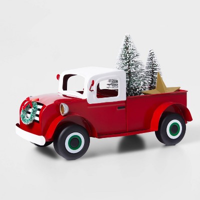 Large Metal Truck with Tree Decorative Figurine Red - Wondershop™