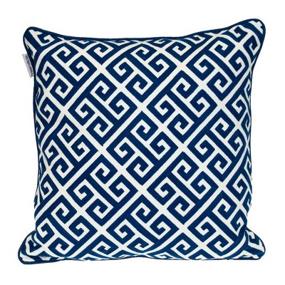 Parkland Collection,Transitional Greek Key Blue Square 20" X 20" Pillow