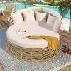 Outdoor Patio Round Rattan Daybed with Retractable Canopy,Wicker Garden Furniture Round Lounger Sofa Set,Poolside Daybed with Cushion-Coolbibila - 2 of 4
