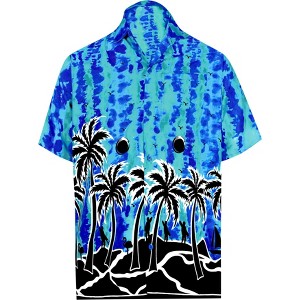 LA LEELA Men's Hawaiian Shirts Short Sleeve Button Down Shirt Mens Hawaii Shirts Boho Holiday Casual Summer Beach Shirts for Men Funny - 1 of 4