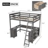 CAVINAS Twin Size Loft Bed Modern Wooden Bed Frame with Desk, Drawers, Shelves, Ladder and Guardrail for Bedroom - 4 of 4