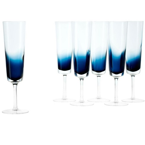 Blue Rose Polish Pottery 6oz. Cobalt French Champagne Glass - Set Of 6 :  Target