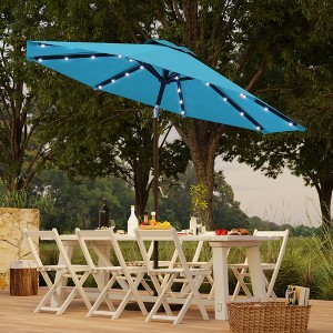 Sonkuki Patio 9FT LED Market Umbrellas With Solar Lights, Table Umbrella for Patio and Outdoor With Tilt Button for Deck and Pool - 1 of 4