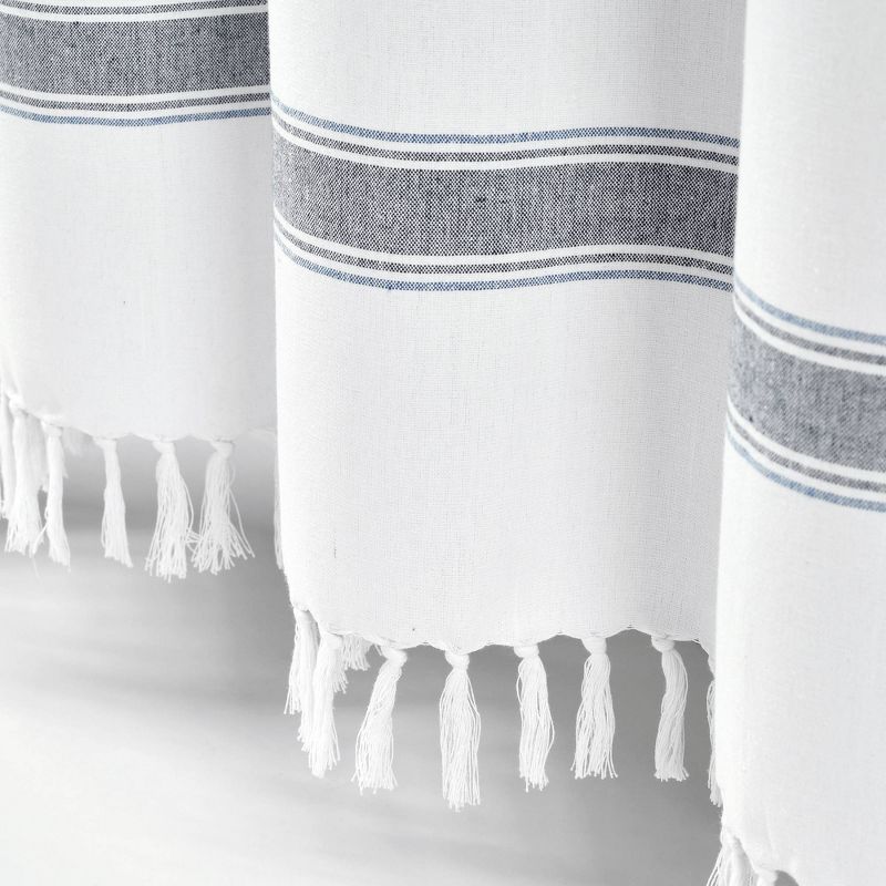 72&#34;x72&#34; Striped Woven Textured Yarn Dyed Eco-Friendly Recycled Cotton Single Shower Curtain Blue/White - Lush D&#233;cor, 5 of 7