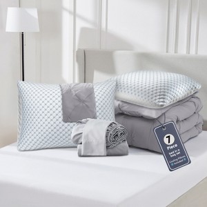 Nestl Comforter Set, 9 Piece Pinch Pleated Bedding Set, Bed in a Bag, All season Bed Set with Cooling Pillows - 1 of 4