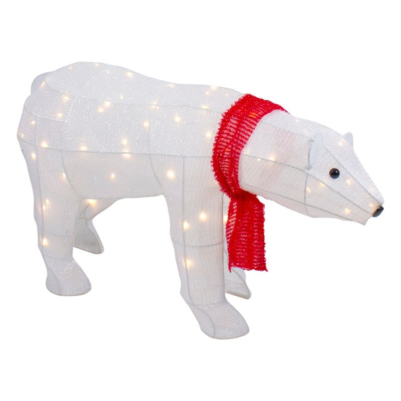 Northlight 32" LED Lighted Tinsel Polar Bear Outdoor Christmas Decoration, 5 of 9