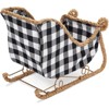 Okuna Outpost Small Santa Claus Christmas Sleigh Decoration, White and Black Buffalo Plaid Table Centerpiece for Holiday Decor, 11 x 5 x 7.8 In - 3 of 4