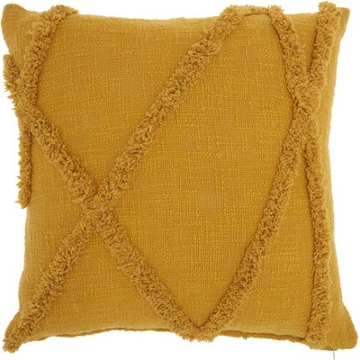 18"x18" Distressed Diamond Square Throw Pillow Mustard - Nourison