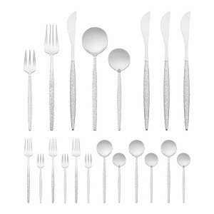 REGALWOVEN 20 Pcs Stainless Steel Mirror Polished Flatware with Knife Spoons and Forks Set, Silverware Set with Grain - 1 of 4