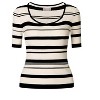 Hobemty Women's Basic Striped Short Sleeve Scoop Neck Knitted Blouse - 2 of 4