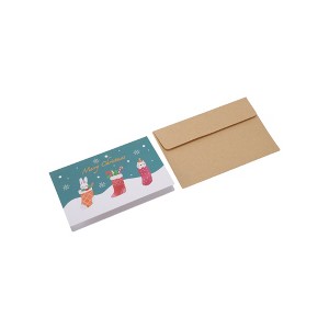 Unique Bargains Christmas Greeting Card Cartoon Gift with Envelope Paper 1 Set - 1 of 4