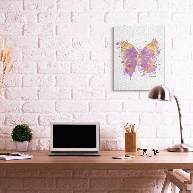 Stupell Industries Purple Butterfly Paint Splatter Glam Insect Gallery Wrapped Canvas Wall Art, 24 x 30, 3 of 5
