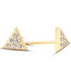 Pompeii3 14k Yellow Gold Triangle Pave .12Ct Diamond Delicate Studs Womens Earrings - 2 of 4