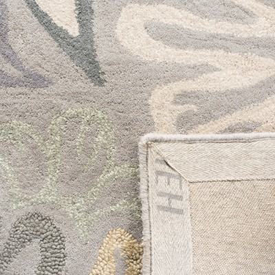 Gray Floral Hand-Tufted Wool Runner Rug